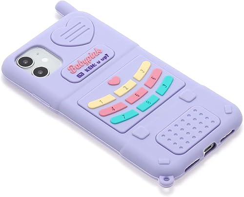 Miniatura 2 de Funda de teléfono retro 3D para iPhone 14 Pro Max, diseño de dibujos animados en 3D, lindo kawaii con forma de teléfono retro, para niños,