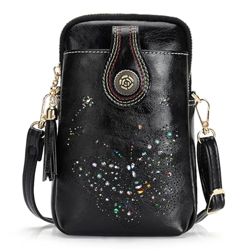 Image of KITEVIUN Small Crossbody Bags for Women, Lightweight Mini Cute Cell Phone Purse for Women with Tassel Shining Butterfly