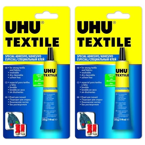 UHU textile solvent free fabric glue 19ml - Pack of 2 tubes