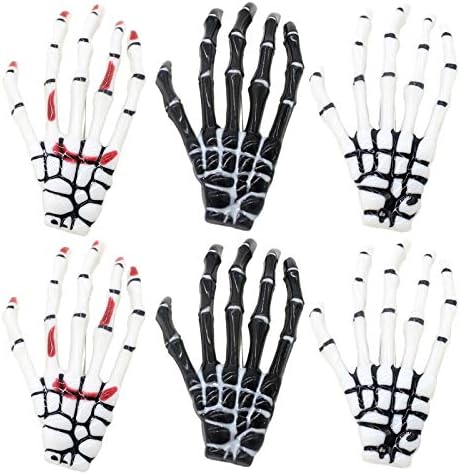 Halloween Skeleton Claws Hair Clips Skull Hand Barrettes Zombie Bone Claw Hairpins Hair Clip Women Horror Party Decoration Cosplay Costume Headpiece Cute Handmade Black White Hair Accessories 6 Pcs
