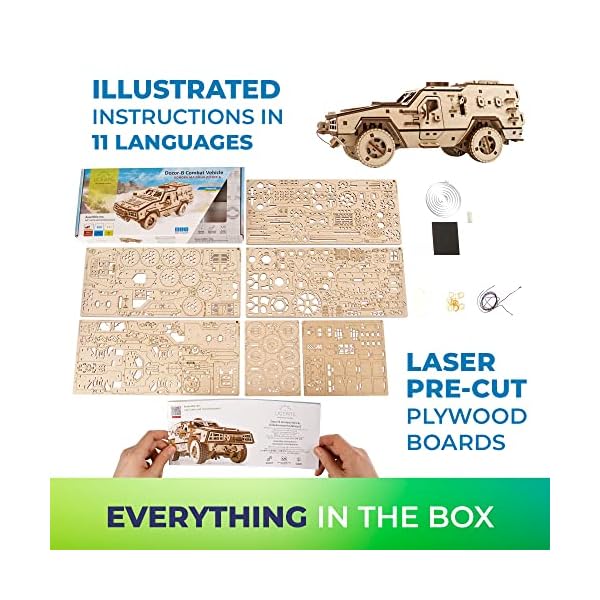 Ugears Dosor-b Kampffahrzeug 3D Holzpuzzle Für Erwachsene - 3D Puzzle Holz Auto Modellbausatz Erwachsene - Modellbau Holz Kampfwagen Bausatz - Magicholz Wagen Modelle Für Den Kreativen Bastelspaß – Bild 7