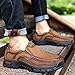 Mens Slip On Walking Shoes Breathable Leather Casual Outdoor Hiking Shoes Brown...