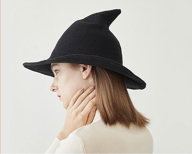 Aniler Men's and Women's Halloween Witch Hat Wool Knitted Cap for Party Masquerade Cosplay Costume Accessory Daily - Image 4