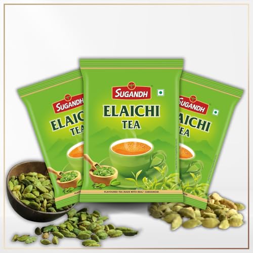 Image of Sugandh Elaichi Tea | 250 GM X 3 | 750 GM |Pack of 3 |100% Natural Ingredients | Sourced from Assam | Indian Spiced Chai for Perfect Morning & Evening Brew | A Perfect Cup of Tea for Chai Lover