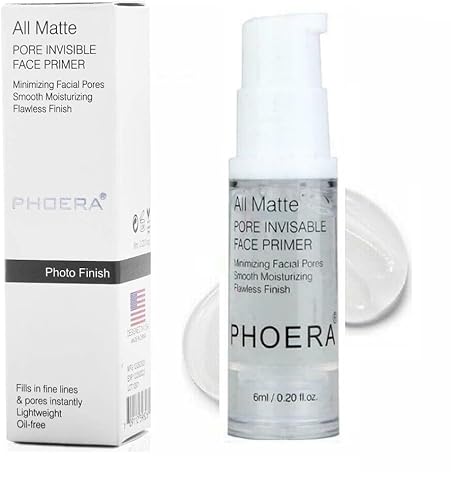 Image of PHOERA Face Primer Pore Minimiser – Matte Makeup Base for Oily Skin, Oil Control & Long Lasting, Fills Fine Lines, Covers Pores, Wrinkles & Acne Appearance, Vegan & Cruelty Free (6ml)