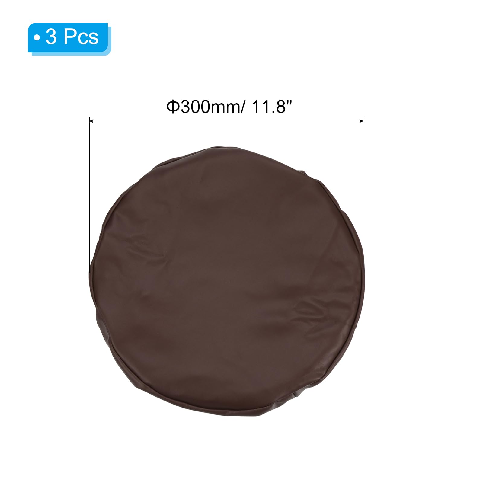 PATIKIL Round Bar Stool Cover, 3 Pack PU Leather Elastic Bar Stool Cover Waterproof Stool Cushions for Diameter 12"-14" Chair, Brown - Image 2