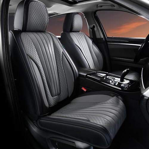 Image of FLORICH Car Seat Covers, Premium Leatherette Car Seat Covers Front Seats, Automotive Vehicle Seat Cushions, Waterproof Seat Protectors for Sedans Cars SUV Trucks, Black&Gray