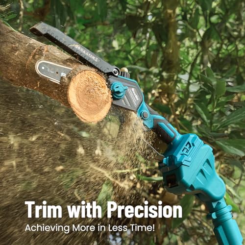 SEESII PS620 2-in-1 Electric Pole Saws: 6 Inch Mini Chainsaw Cordless with Extension Pole, 2Pcs Batteries, Brushless Chain Saw for Limb Branch Cutter, Battery Tree Trimmers Pruner,16Ft Long Reach - Image 9