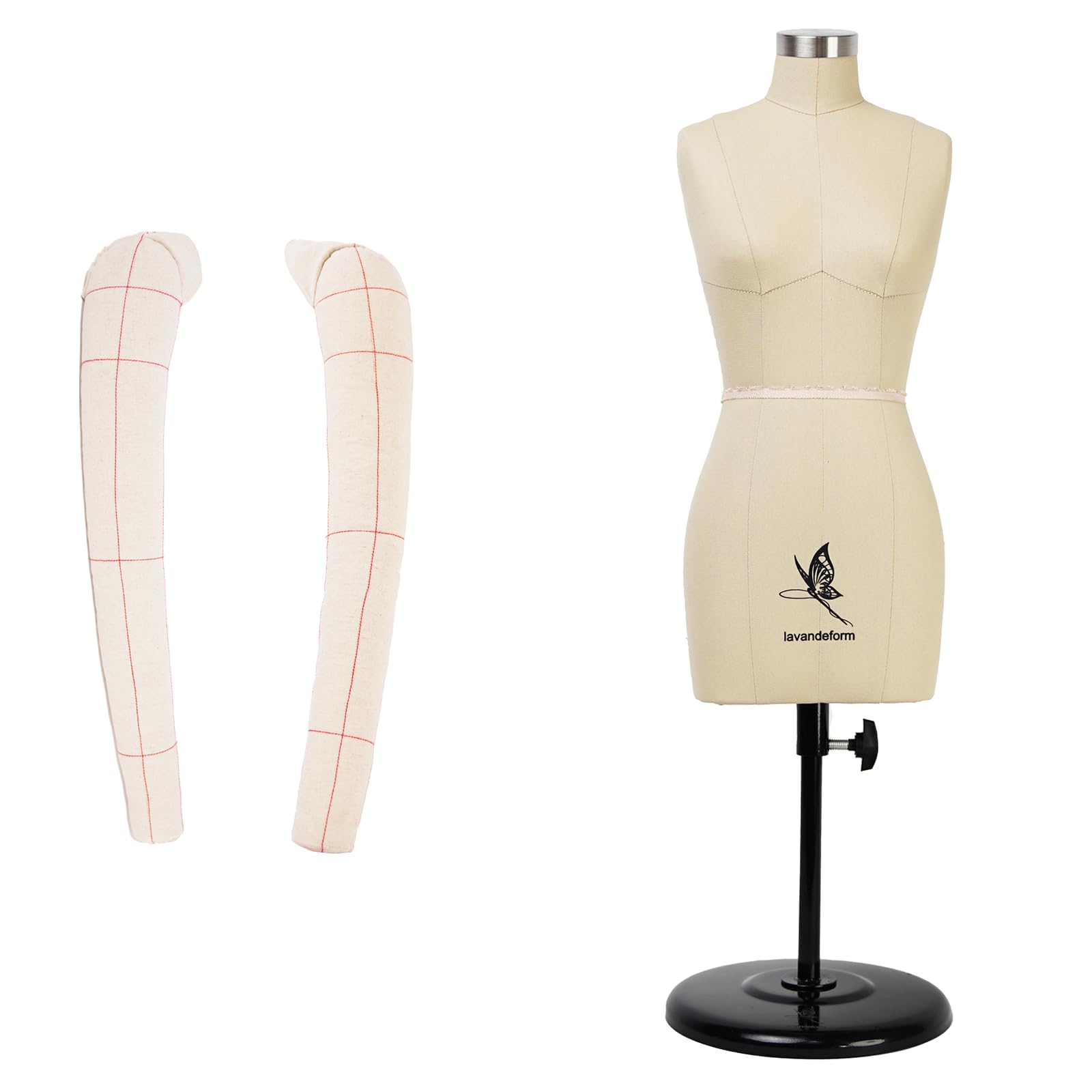 Mannequin de couture 1/2 demi-taille, à coudre miniature (il ne s'agit pas d'une taille adulte). Les aiguilles peuvent être piquées dans le mannequin de couture (bras souple beige)