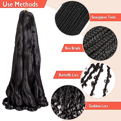 8 Packs French Curly Braiding Hair 22 Inch Pre Stretched Braiding Hair Loose Wave Spiral Curl Braids Crochet Hair with Curly Ends for Black Women by Originea (1B#) - Image 4