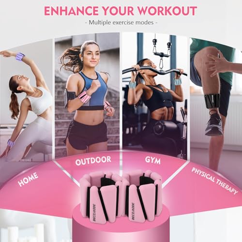 Image of BECOJADDE Ankle Weights Set of 2 (1 lb /2 lb /3 lb Each) Adjustable Wrist Weights for Women Men Wearable Arm Leg Weight for Pilates, Running, Walking, Workout, Yoga