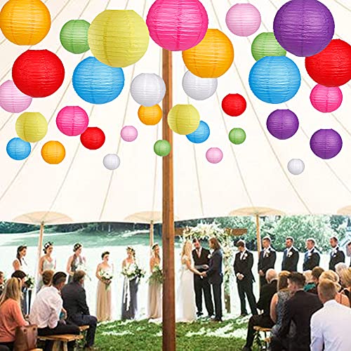Image of Paper Lanterns Decorative, Party Supplies for Wedding Rainbow Birthday Party Mexican Fiesta Decorations Colorful 15pcs