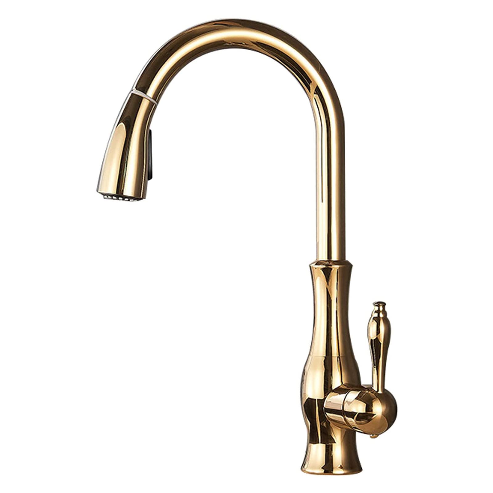 MXXQRHF Pull Down Kitchen Faucet, Single Handle High Arc 2-Modes Sprayer Kitchen Sink Faucet, 360° Swivel Brass Kitchen Mixer Tap for Hot and Cold Water,Gold (Color : Gold)