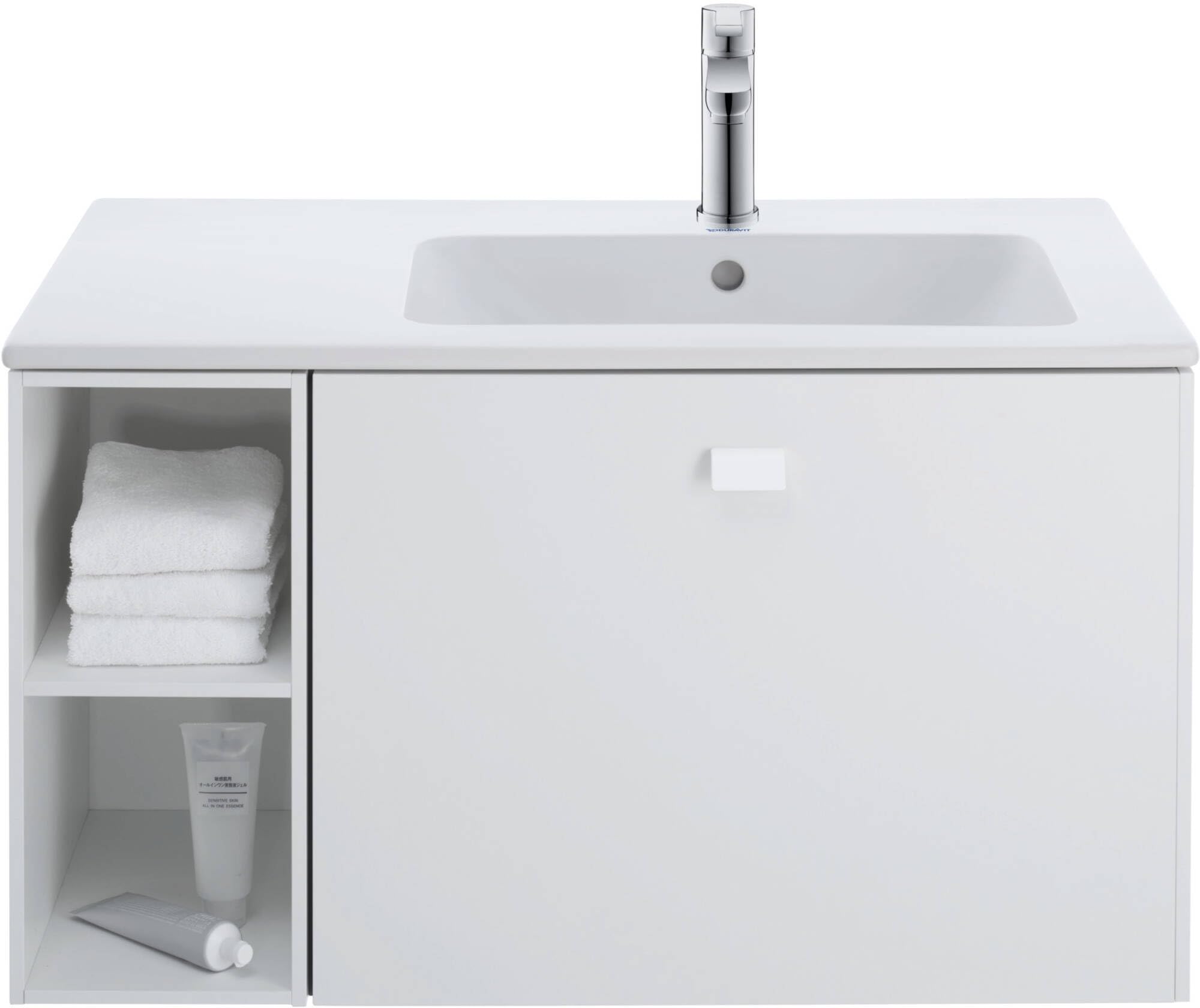 Duravit B.2 Bateria umywalkowa, rozmiar M (wysokość wylotu 106,5 mm), kran łazienkowy z zestawem odpływowym z drążkiem pociągowym, armatura umywalkowa z wkładem ceramicznym, chrom