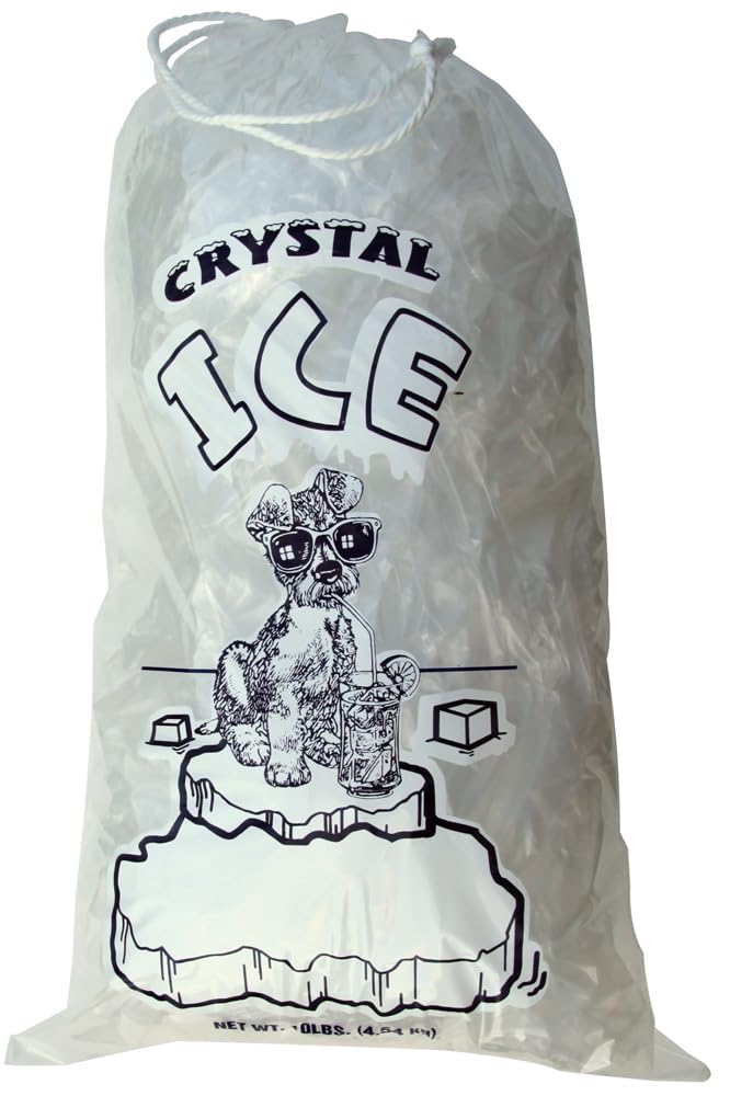 Ice Bags with Drawstring Heavy Duty Commercial Grade (10 lb Pack 100)