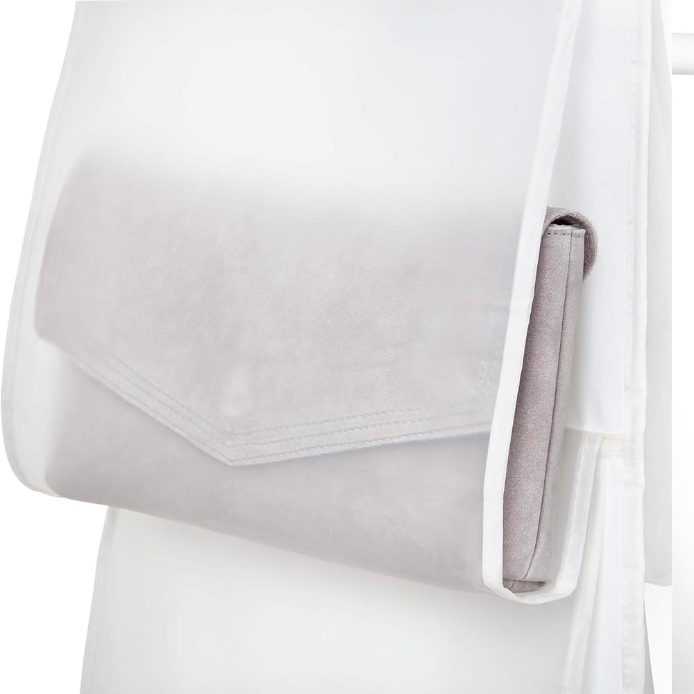 Avilia Hanging Organizer for Closet, Ideal for Organising and Protecting Bags and Shoes - 8 Compartments and Practical Hook, Made of PVA, 122 x 33 cm, Compartments 33 x 30 cm, White