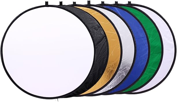 REFLEX CAMERA 7-in-1 31" Photography Reflector Round Translucent/Silver/Gold/White/Black/Blue/Green Light Diffuser & Chroma Key Background Kit with Carrying Case 80cm/31