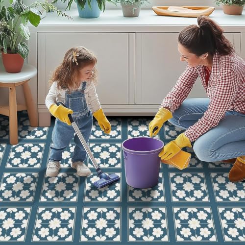 Image of Moroccan Tile Stickers | Waterproof Self Adhesive Peel & Stick Tile Decals for Kitchen Backsplash, Bathroom Wall, Floor, Furniture & Glass (6x6 Inch, Design 4, 40 Pic)