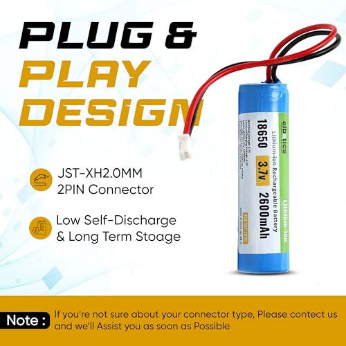 Image of 3.7 V 2600 mAh Rechargeable Batteries Lithium-Ion Battery with PH2.0 /2P Connector for DIY Electronic Products Toys Lighting, Bluetooth Devices (2600mAh PH2.0)