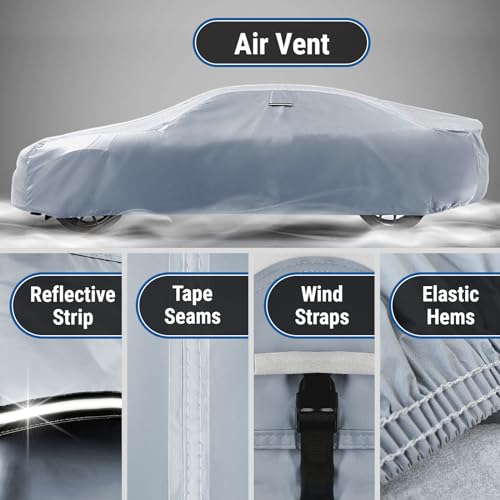 Image of iCarCover Custom Car Cover for Triumph TR6, TR7 (1968-1981) Waterproof All Weather Rain Snow UV Sun Protector Full Exterior Indoor Outdoor Car Cover (Stripe - Gray /Black)