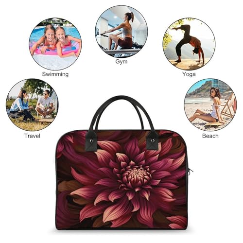 Bolso Tote Rojo con Flores Artístico y Asa Ajustable miniatura 4