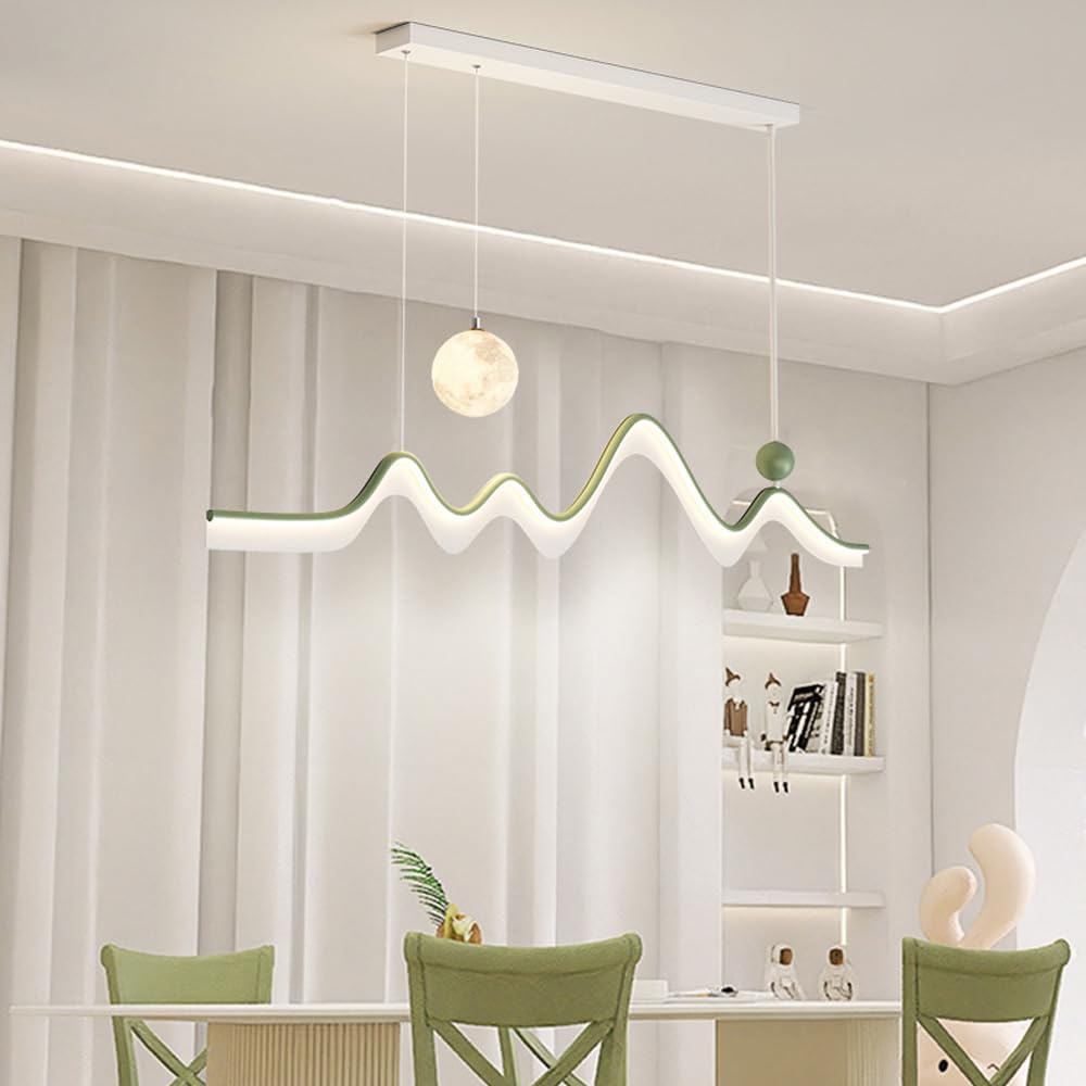 Dekoracja domu nowoczesna lampa LED długi pasek liniowy żyrandol fala światła 3D drukowanie kultu Minimalizm Minimalizm zielony czarny oświetlenie biały sufit do jadalni sypialnia/k/długość