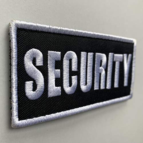 uuKen Small Embroidered 4x2 inch White Boarder Security Guard Officer Patch 2 Pieces as Pack Set Bundle for Tactical Vest Uniform Clothing Bags Backpacks (White Boarder, 4\"x2\")