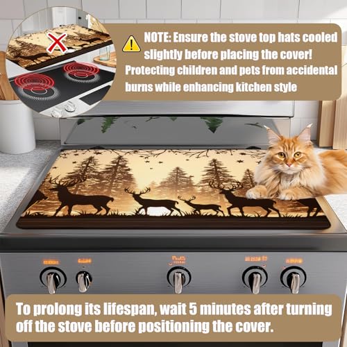 Image of Forest Deer Stove Top Covers for Electric Stove, Wild Animals Electric Gas Stove Pad Heat Resistant Range Cooktop Protector for Home Decor Kitchen 28 inchx20 inch