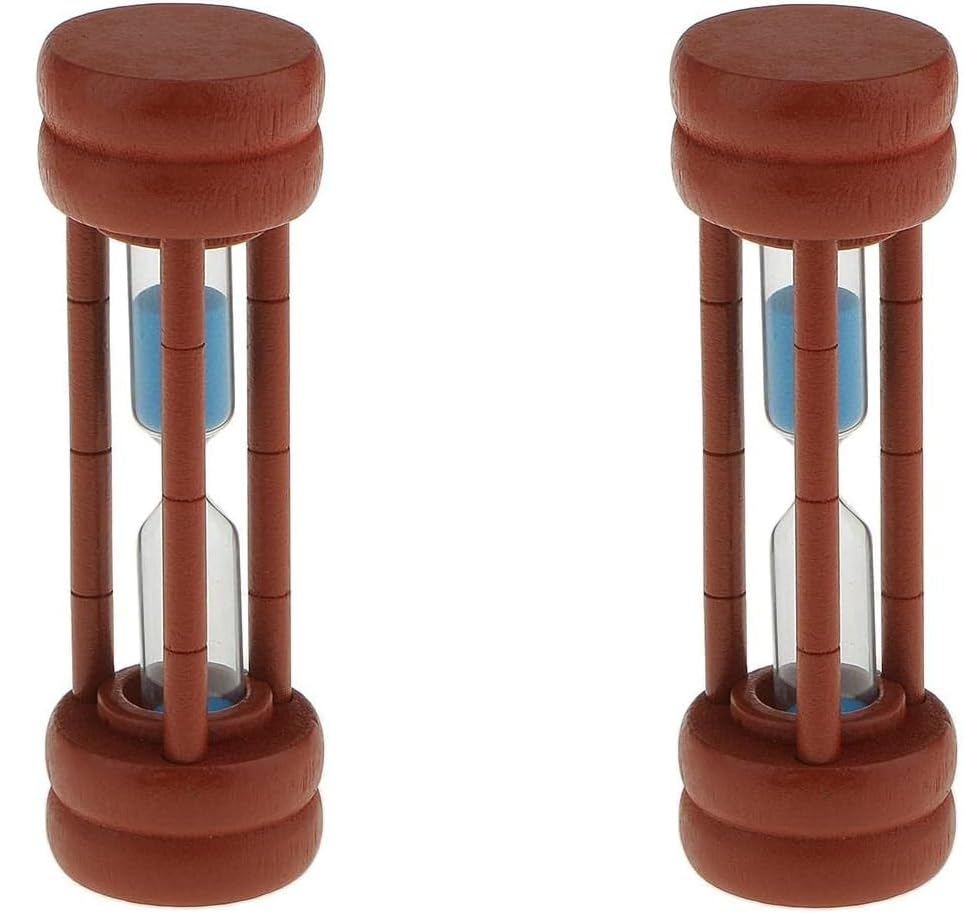 2 relojes de arena de madera de 2 minutos, reloj de arena con temporizador de arena para estante de escritorio, adornos para adultos y niños