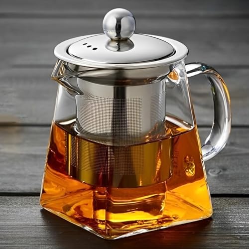 LiRiQi Théière en verre avec passoire à thé en acier inoxydable amovible, 950ml Grande théière transparente en verre résistant à la chaleu, théière...