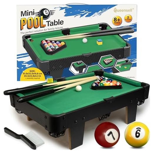 Mini Pool Table for All Family – 20-Inch Small Pool Table, Mini Billiards Table for Family Game Nights - Simple Assembly Required