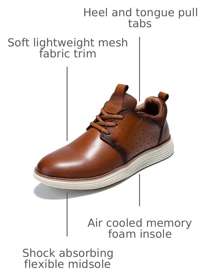 Image of Arkbird Casual Sneakers, Breathable Lace-Up Leather Walking Shoes Comfortable Fashion Sneakers for Men Daily Work