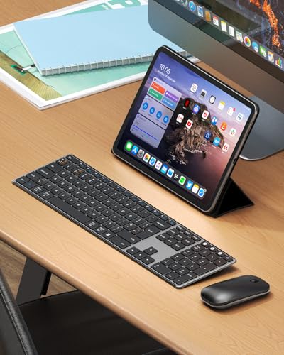 Teclado y mouse Bluetooth recargable multidispositivo para eliminar cables en iPad y PC 7