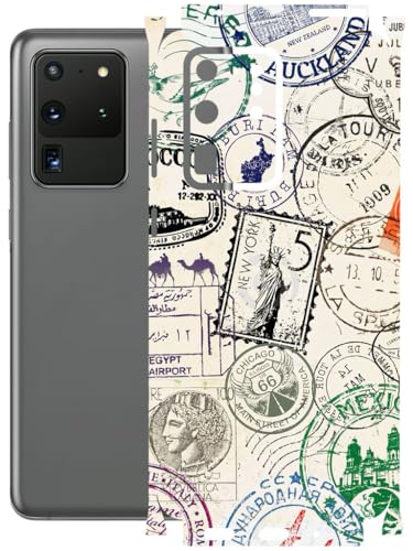 Image of AtOdds - Full Body Back Screen Guard Protector Film - Lamination Wrap Skin Sticker Compatible with Samsung Galaxy S20 Ultra | Scratchproof Matte Finish (Stamps)