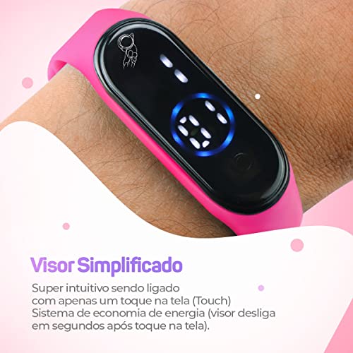 Relógio Infantil Digital, Led, Original, Kit 2 Relogios Feminino Bracelete Rosa Top