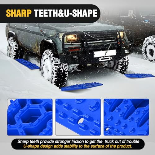 Nilight Recovery Off-road Traction Boards with Jack Lift Base Emergency Tire Ladder Mats For 4WD 4X4 Mud Sand Snow with 2PCS Mounting kit Carry Bag 2 leashes (Blue) by Nilight - Image 4