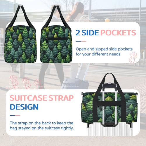Green Tree Sports Duffle Bag for Women Men Waterproof Overnight Weekender Bag with Adjustable Strap Travel Tote Bags for Beach Yoga Work Dance Swim4