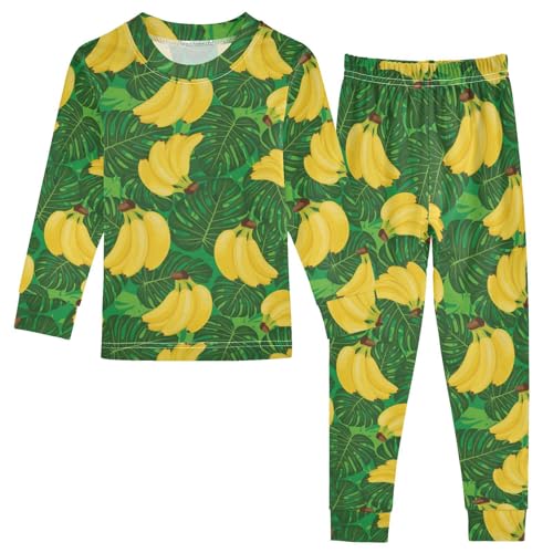 Pajama Sets Long Sleeve Fruit Yellow Banana Leaves Soft Comfy Sleepwear 2 Piece PJS 3-8T