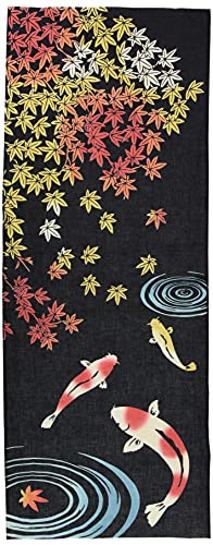 プレーリードッグ 手ぬぐい 紅葉に鯉 日本製 綿100% 注染 タペストリー 掛け軸 サイズ:約33×90cm