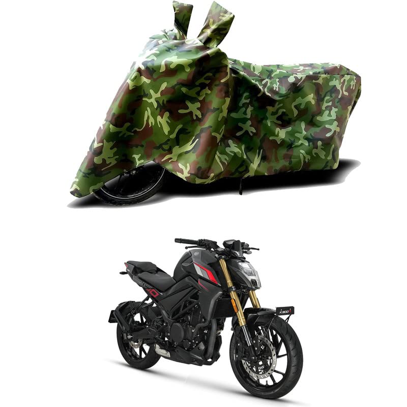 Image of 100% Water Resistant Bike Scooty Two Wheeler Body Cover Compatible for Keeway K300 N Matte /UV-Rays /Heat Protection /Birds Dropping /Scratchproof /Dust Proof /Waterproof /All Varient[Green MJ]