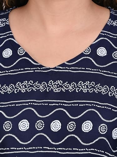 Image of OFEEFAN Women's Rayon Printed Short Kurtis - Pack of 2 | Ethnic Wear for Women | Regular Fit Comfortable Kurtas for Casual