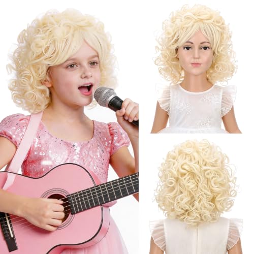 Kids Blonde Wig Girls Curly Blonde Wig Short Curly Bob Wig for Child Blond Wavy Wig for Cosplay