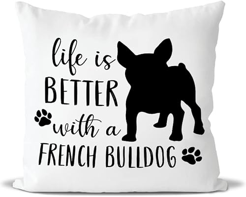 Miniatura 1 de Life is Better with A French Bulldog - Fundas de almohada para el hogar, dormitorio, sala de estar, decoración de habitación de niñas, divertida