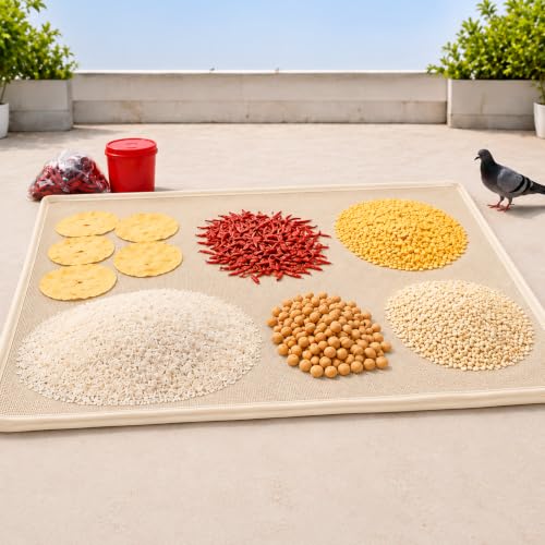 Image of Cotton Drying Cloth with Net & Zip for Papad, Vadagam, Spices, Millets, Pulses & Grains | Breathable Mesh | Washable & Reusable (Large (60 x 38 Inch))