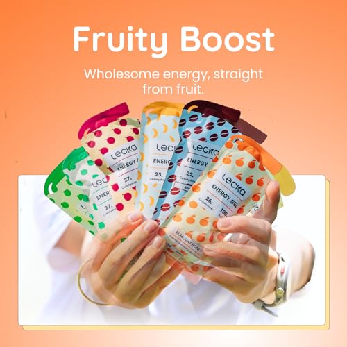Image of Lecka Energy Gel Kumquat Honey - 26g Carbs, 100mg Sodium - Real Fruit and Raw Honey, No Maltodextrin, Vegan, Gluten-Free - Running and Triathlon Fuel (24 Pack)