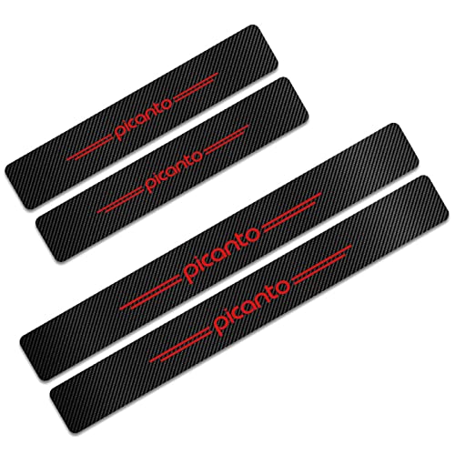 CWWHY 4 Pezzi Fibra di Carbonio Battitacco per Auto Sticker, per Kia Picanto, Esterno Battitacco Protezione Plates Anti-Graffio Scuff Adesivi Decorativi Accessori