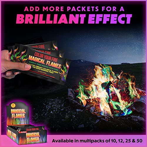 Magical Flames Fire Color Changing Packets - Fire Pit, Campfires, Outdoor Fireplaces - Hue-Changing Cosmic Flame Powder - Camping Accessories For Kids & Adults - 25 Pack #TOP5