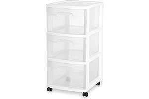 Sterilite 3-Drawer Rolling Caster Wheel Home Organizer Storage Cart