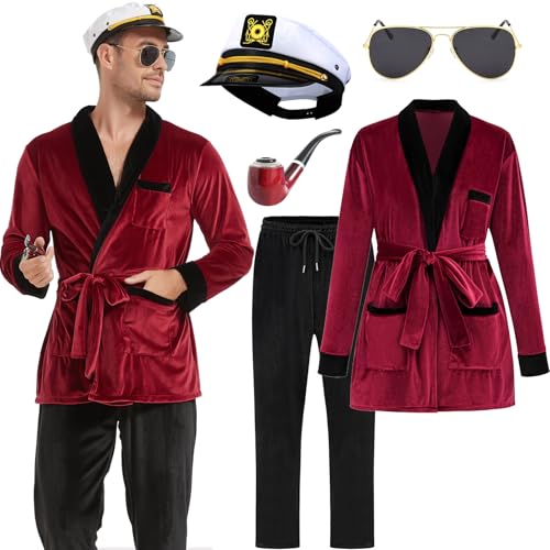 ZeroShop Halloween Costumes for Couples 2025, Adult Mens Captain Bunny Jacket Robe Pimp Outfit,L Red