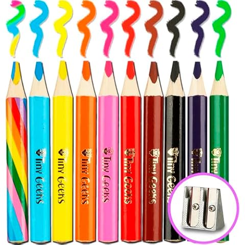 TinyGeeks Jumbo Pencils - NEW 2024-10 Triangle Short Colored Pencils for Kids and Rainbow Pencil + Sharpener - Perfect for Preschool, Toddlers and Beginners + Recommended by Teachers & Experts Cover